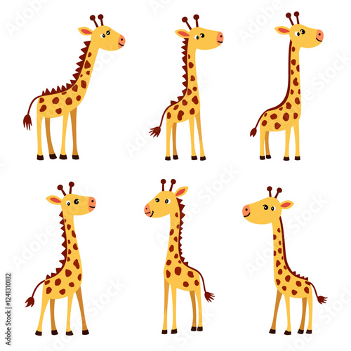Set of giraffe vector illustration	
