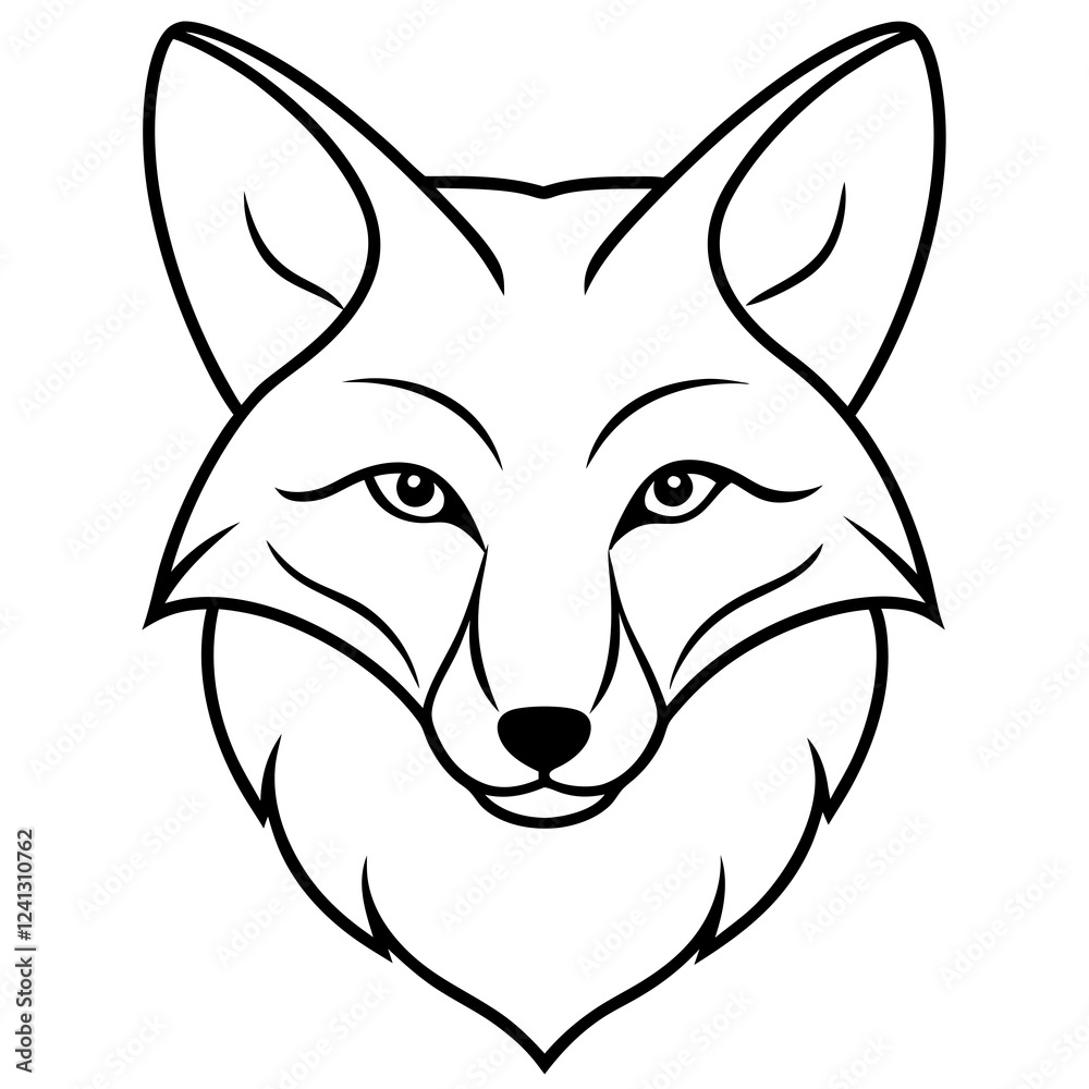 Obraz premium Simple Fox Head Art One Line Vector Style