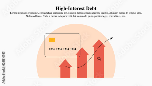 Illustration concept of high credit card interest rate.