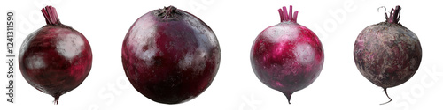 Beetroot isolated on transparent background, PNG, Set of