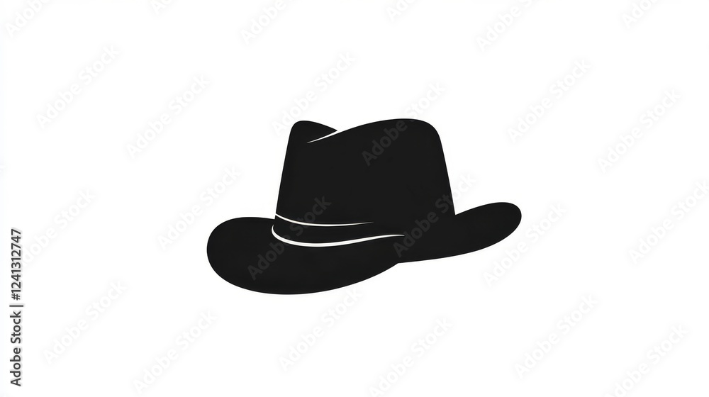 Classic black cowboy hat displayed against a white background highlighting its shape and style Classic black cowboy hat displayed against a white background highlighting its shape and style