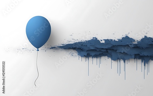 Abstract blue balloon and paint splatter photo