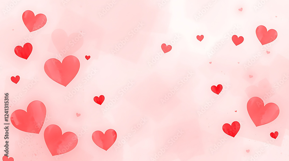 Watercolor Hearts: A Romantic Valentine's Day Background Design. Perfect for cards, invitations, and more. Pink and red hues evoke love and passion. Watercolor Hearts: A Romantic Valentine's Day Background Design. Perfect for cards, invitations, and more. Pink and red hues evoke love and passion.