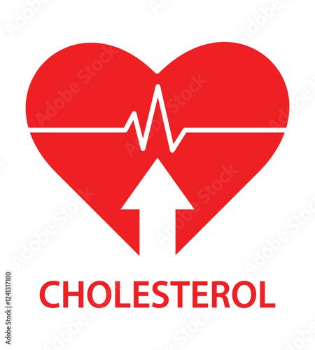 High cholesterol heart icon design vector illustration isolated on white. Cholesterol, obesity overweight sign icon symbol. Heart care cardiology sign. World heart day concept for banner or poster.