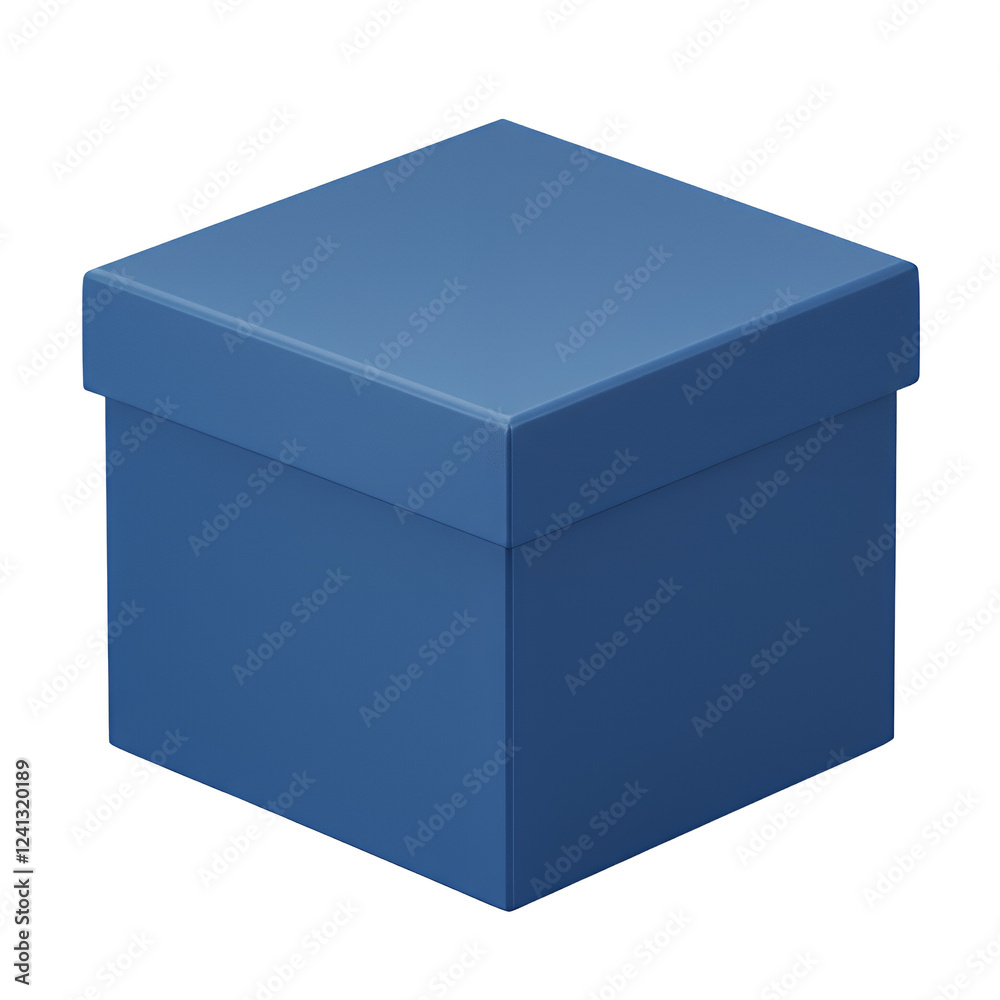 Closed blue square gift box. 3D package. Closed blue square gift box. 3D package.
