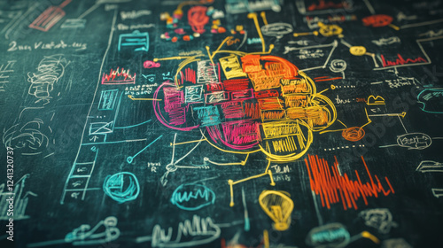 Wallpaper Mural colorful mind map on blackboard illustrating various marketing concepts and strategies, showcasing creativity and organization in thought processes Torontodigital.ca