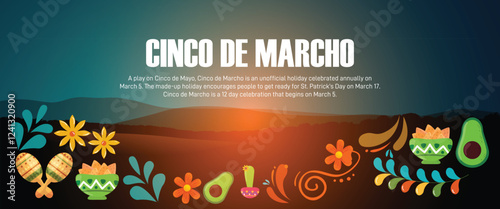 cinco de marcho. cinco de marcho creative banner, poster, social media post, postcard, background, template, greetings card, web banner, flyer, cover design etc. 