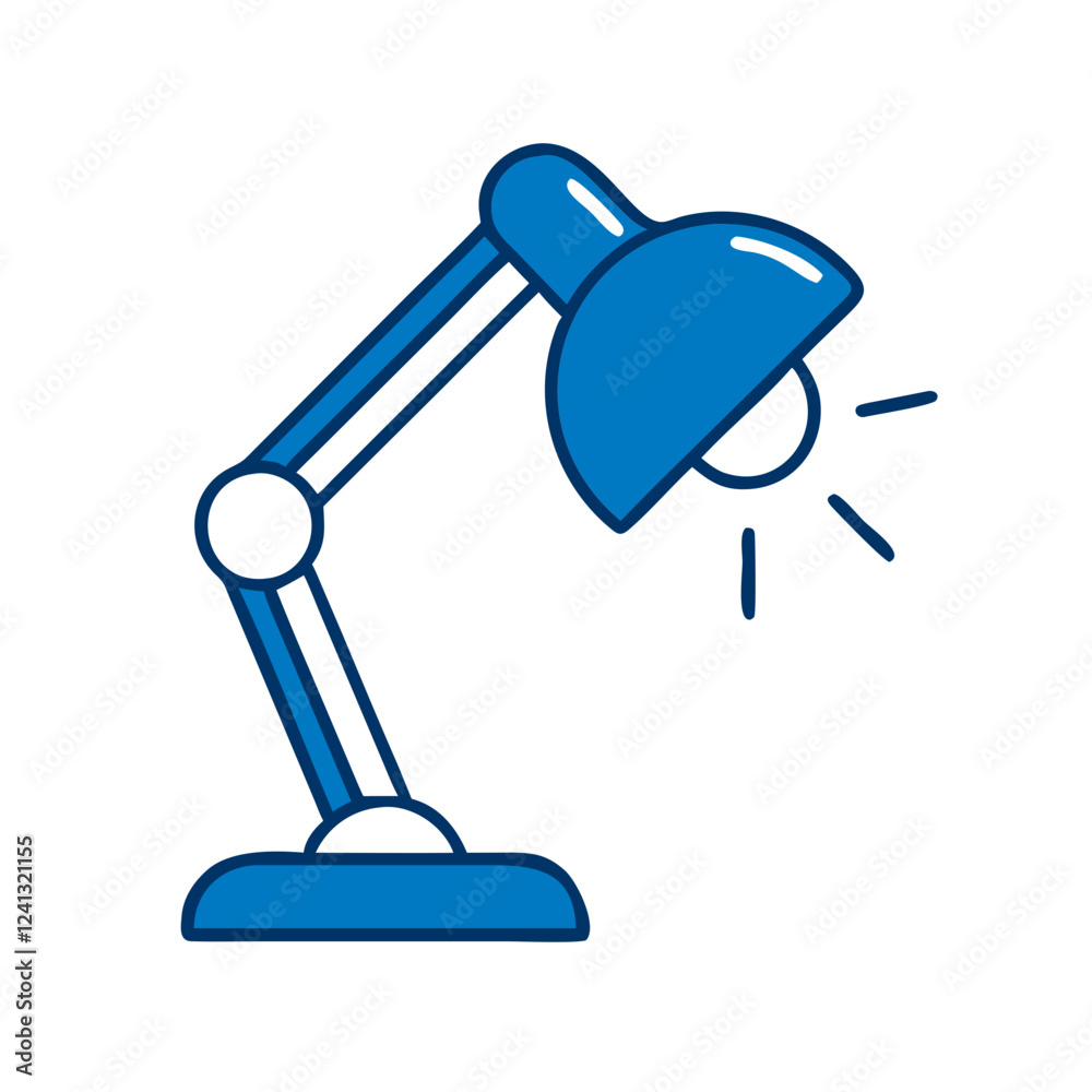 Desk lamp icon in blue outline style for lighting and workspace Desk lamp icon in blue outline style for lighting and workspace