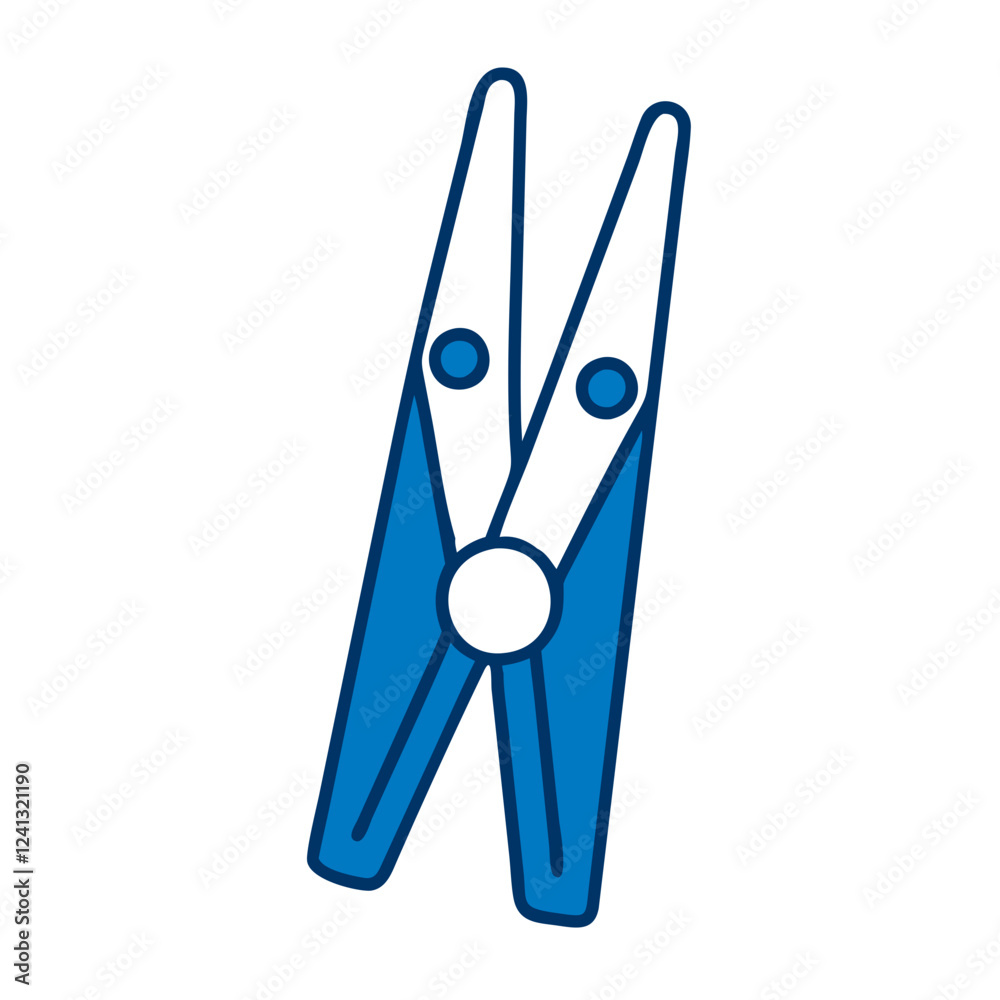 Clothespin icon in blue outline style for laundry and drying Clothespin icon in blue outline style for laundry and drying