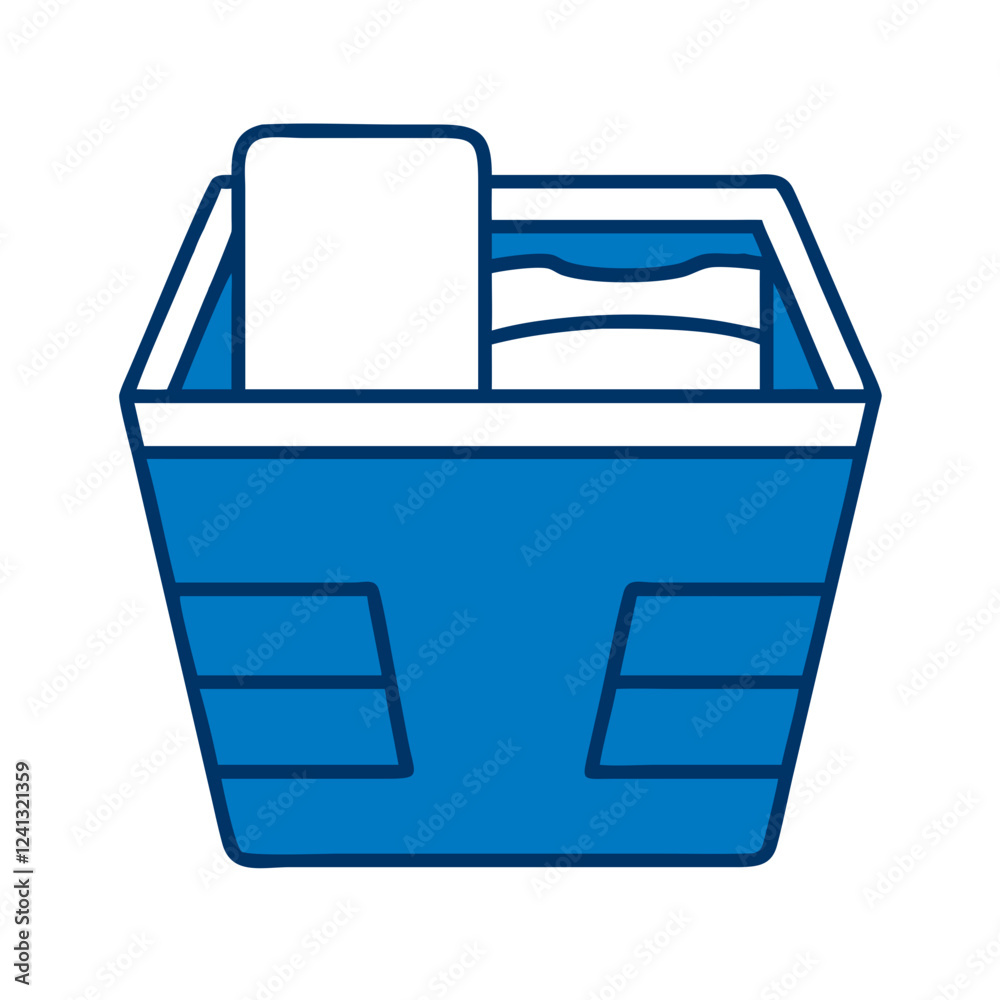 Laundry basket icon in blue outline style for home organization Laundry basket icon in blue outline style for home organization