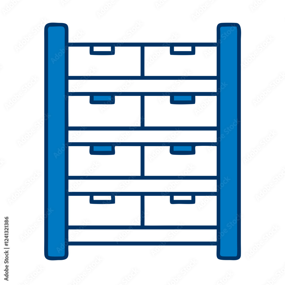 Drawer cabinet icon in blue outline style for home storage Drawer cabinet icon in blue outline style for home storage
