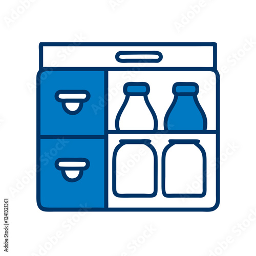 Pantry storage icon in blue outline style for kitchen organization