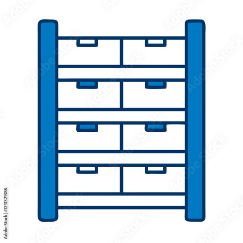 Drawer cabinet icon in blue outline style for home storage