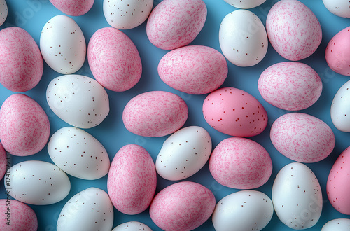 Wallpaper Mural A seamless pattern of small pink and white candy eggs on a pastel background. Torontodigital.ca