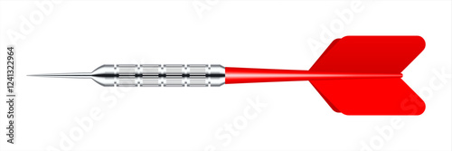 Dart arrow with metal tip and shadow. Dart throwing sport game, dartboard equipment. Vector illustration