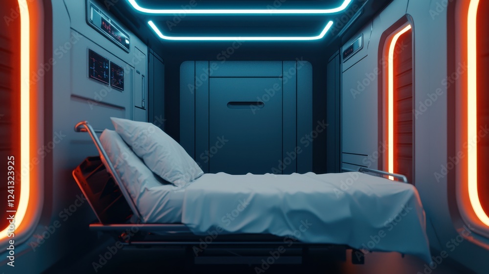 Fototapeta premium Futuristic hospital room design featuring advanced medical equipment