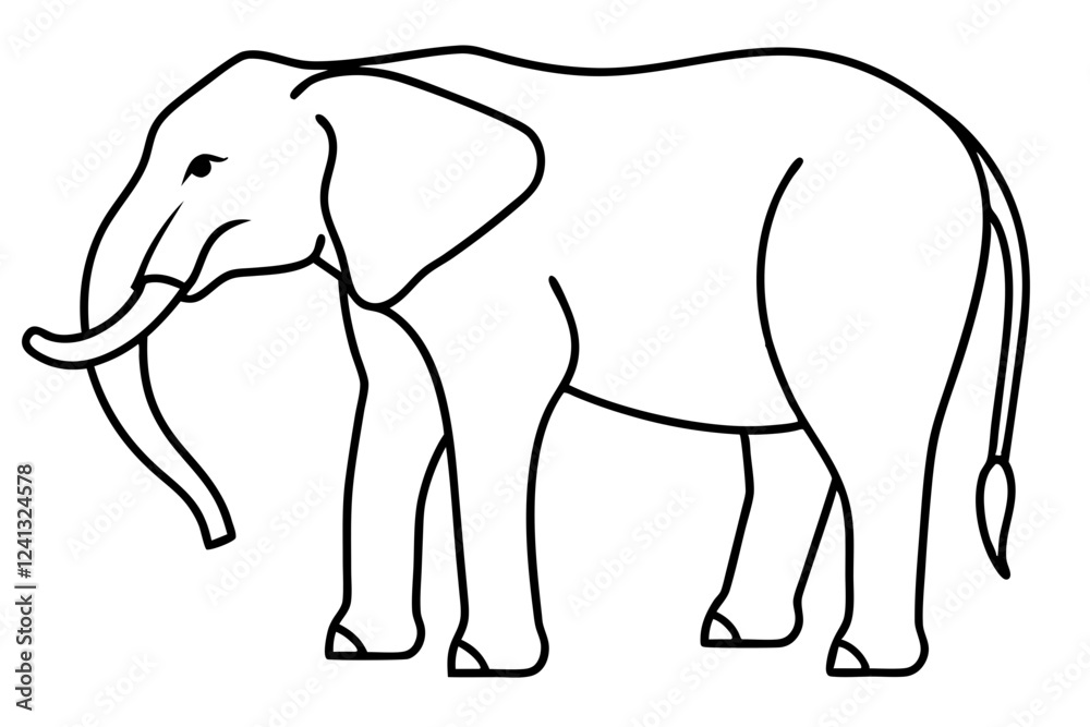 Obraz premium Single-Line Elephant Vector Illustration