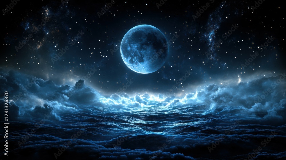 celestial moon surrounded by stars, isolated dark blue background, serene and peaceful, mystical and cosmic atmosphere, ethereal and enchanting night sky celestial moon surrounded by stars, isolated dark blue background, serene and peaceful, mystical and cosmic atmosphere, ethereal and enchanting night sky
