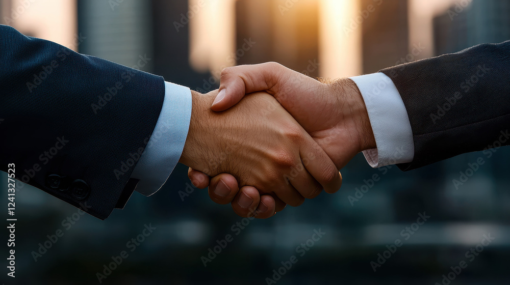 Two professionals shaking hands in business setting, symbolizing agreement and partnership Two professionals shaking hands in business setting, symbolizing agreement and partnership