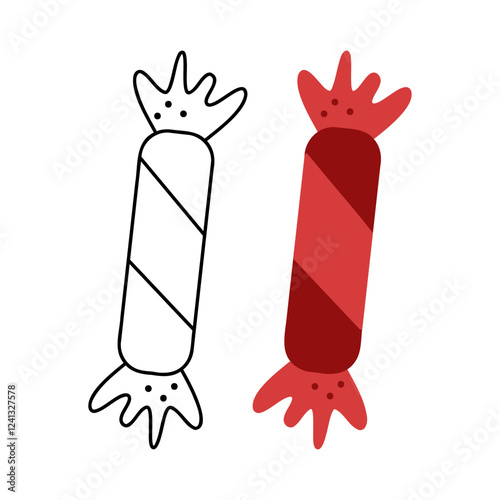 Two long rectangular candies. Hand drawn clip art for your project.