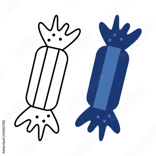 Two rectangular candies. Hand drawn clip art for your project.