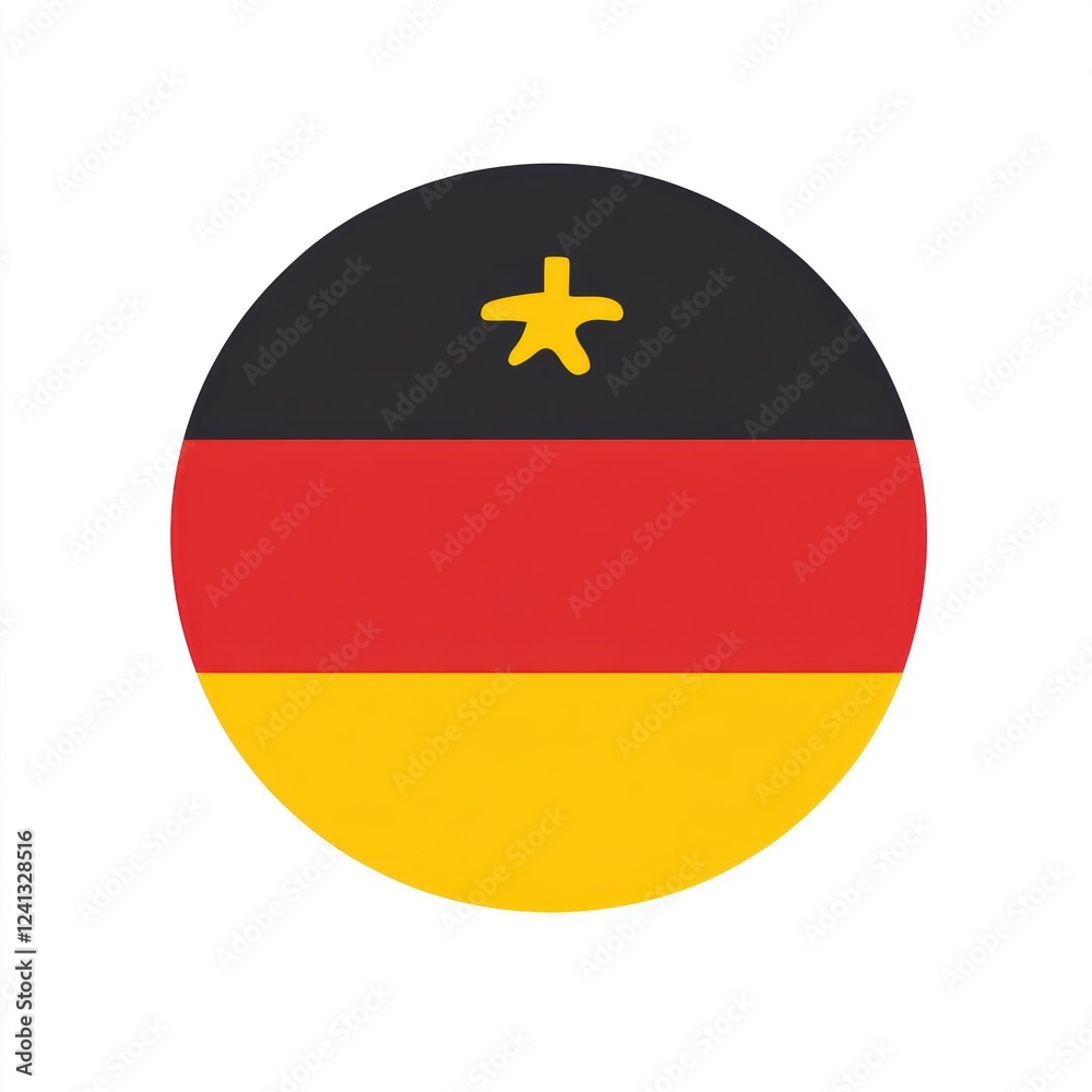 Obraz premium A circular emblem featuring the German flag with a stylized minimalist design.
