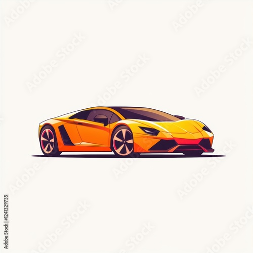 A sleek and modern sports car in yellow and orange tones, designed with a futuristic aesthetic.