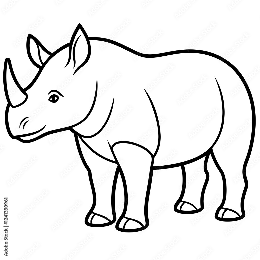 Single-Line Rhino Vector Design Single-Line Rhino Vector Design