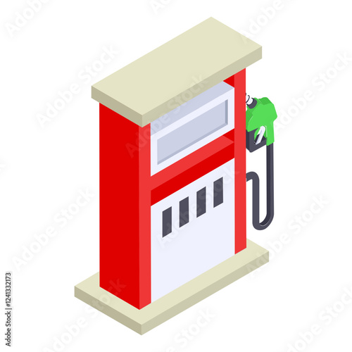 Hydrogen Dispenser isometric Concept, biogas filling Station Vector color Icon Design, Oil and Gas industry Symbol, Petroleum  and gasoline Sign, Service and supply stock illustration