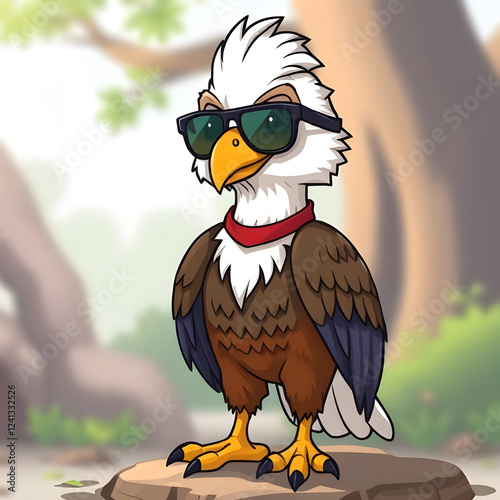 Cute Eagle Cartoon with  sunglasses photo