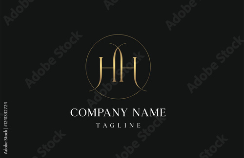 Beautiful letter HH monogram in incredibly luxury and classy style, elegant circular letter HH logo template for a high-end brand personality
