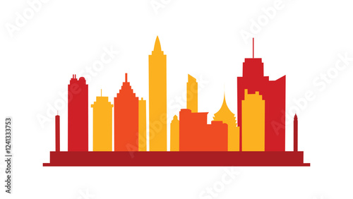 Minimalist City Skyline silhouette land scape Illustrations 