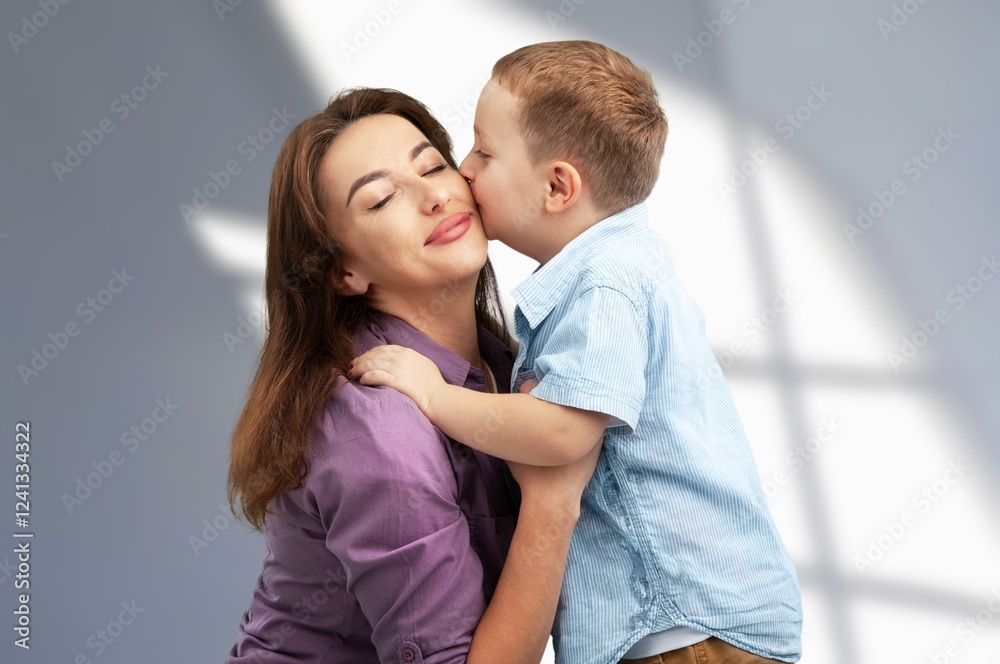 Room house background and mother with child Room house background and mother with child