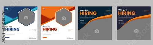 Modern hiring post design, clean hiring post, job vacancy, We are hiring job vacancy for social media post banner design template. We are hiring a job vacancy for a square web banner designer.