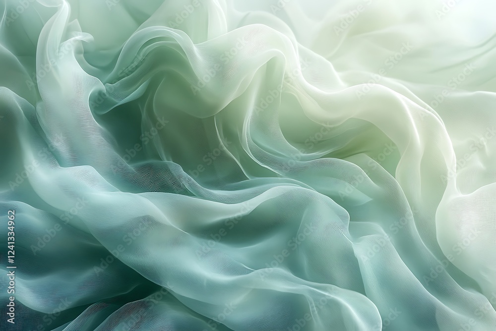 Obraz premium Soft Draped Green Sheer Fabric Texture