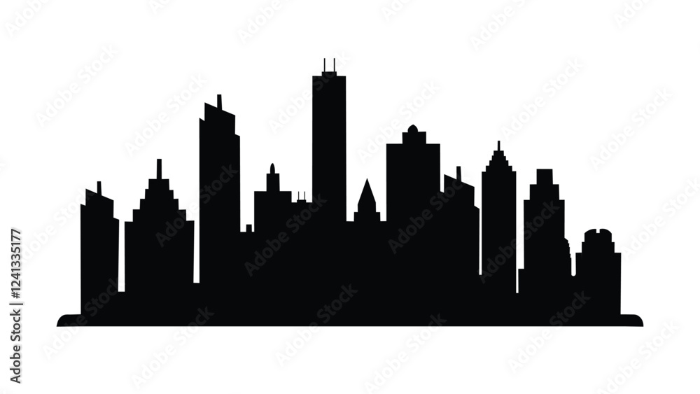 Fototapeta premium Black City skyline vector art on white background 