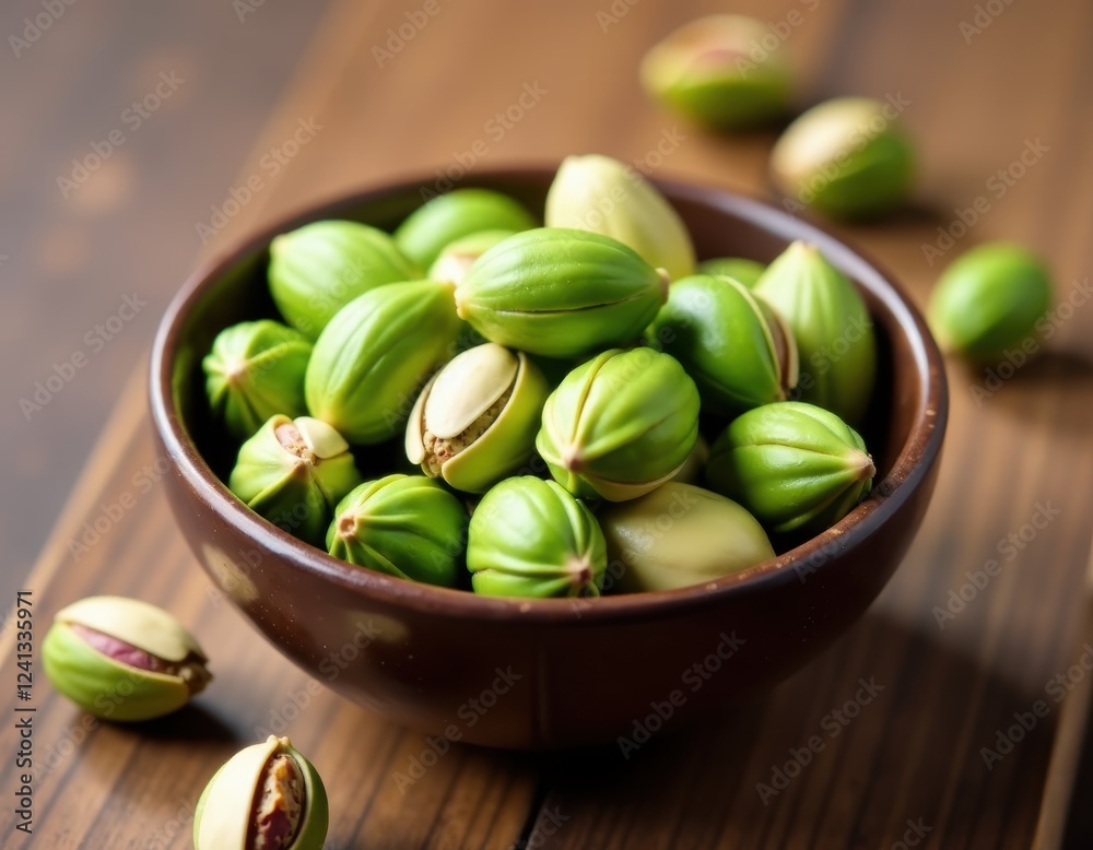 Fresh Green Argan Nuts in a Bowl on Wooden Table Fresh Green Argan Nuts in a Bowl on Wooden Table