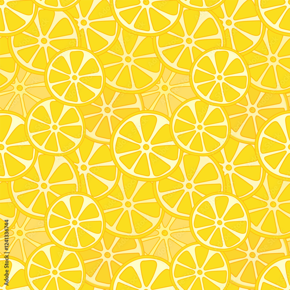 Hand Drawn Lemon Slices Seamless Pattern. Fresh citrus, chopped lemons pattern, cartoon summer lemonade backdrop, juice and vitamin products. Hand Drawn Lemon Slices Seamless Pattern. Fresh citrus, chopped lemons pattern, cartoon summer lemonade backdrop, juice and vitamin products.