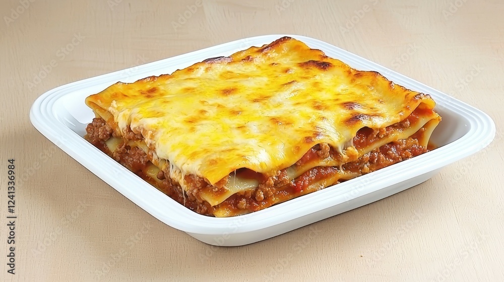 Famous Food of Italian concept. Delicious lasagna with melted cheese served in a white dish. Famous Food of Italian concept. Delicious lasagna with melted cheese served in a white dish.