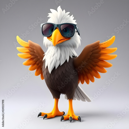 Cute Eagle Cartoon with  sunglasses photo