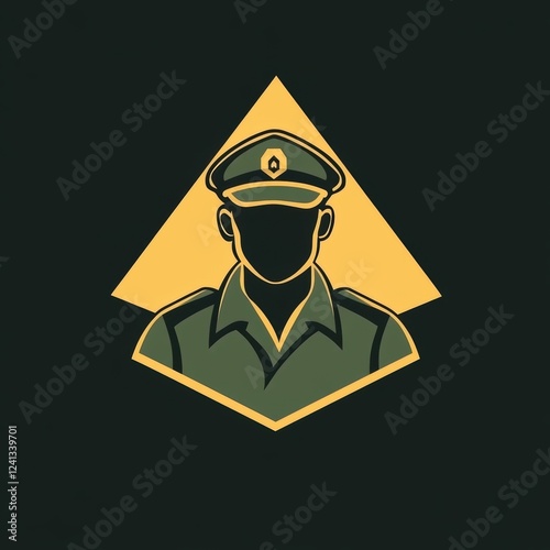 Geometric vector portrait of a military commander in a uniform and cap. photo