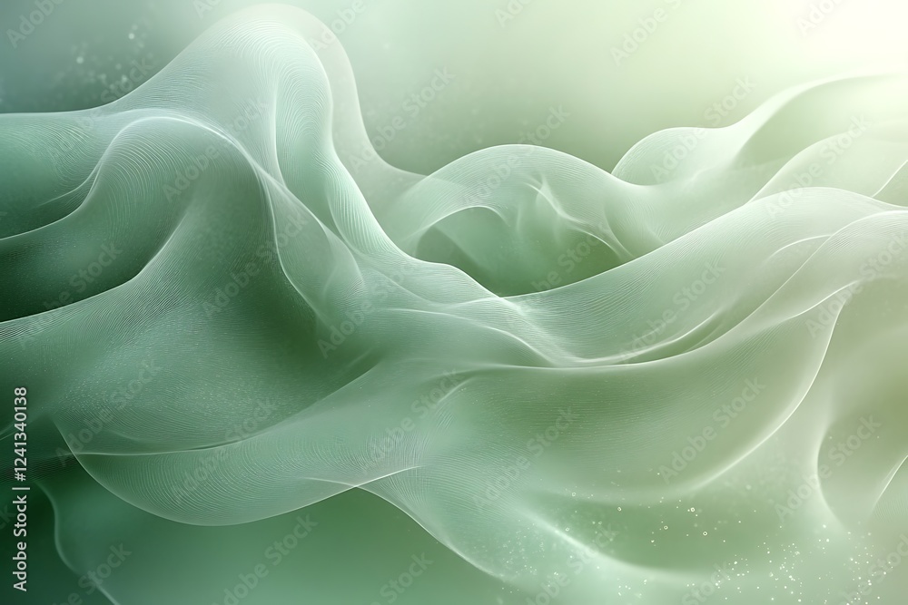 Obraz premium Abstract Green Fabric Wave Pattern Design