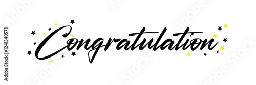 Hand drawn "Congratulations" lettering. Calligraphy text isolated on white background. Vector illustration lettering design.