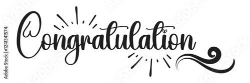 Hand drawn "Congratulations" lettering. Calligraphy text isolated on white background. Vector illustration lettering design.