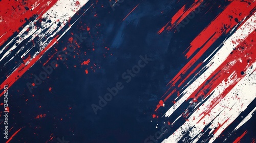 Dark blue background with red and white stripes of the American flag, creating an american theme for banner or web design template
