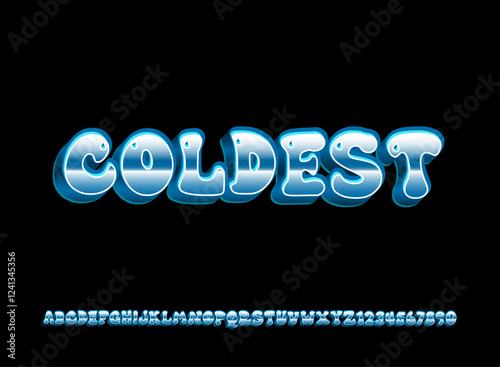 bold 3d coldest blue chrome text effect with vibrant pastel and shiny metallic finish