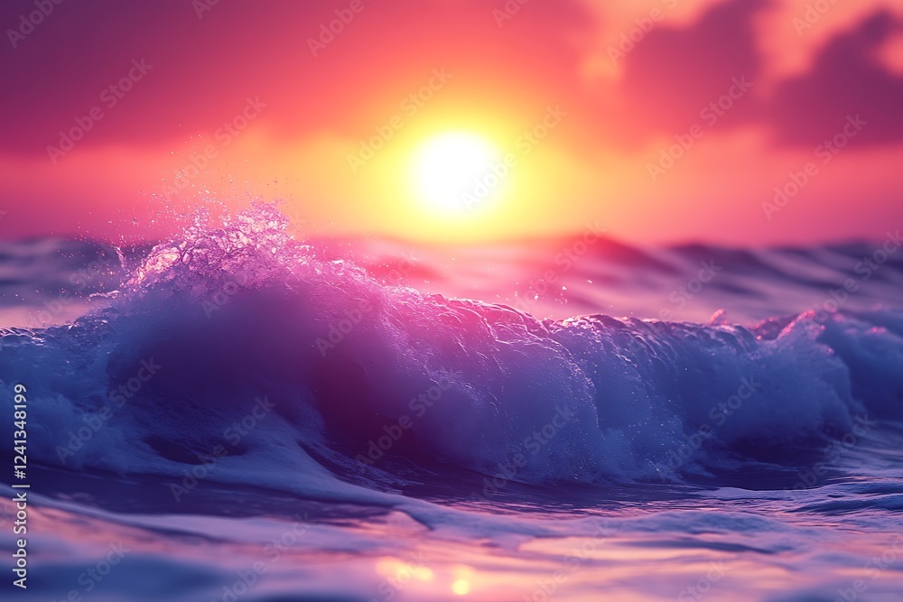 Ocean Wave at Sunset Vibrant Colors and Foam Ocean Wave at Sunset Vibrant Colors and Foam