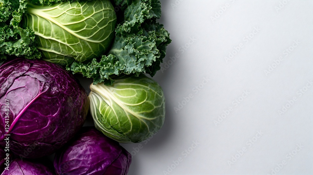 Fototapeta premium Vibrant Cabbage and Kale Still Life Photography