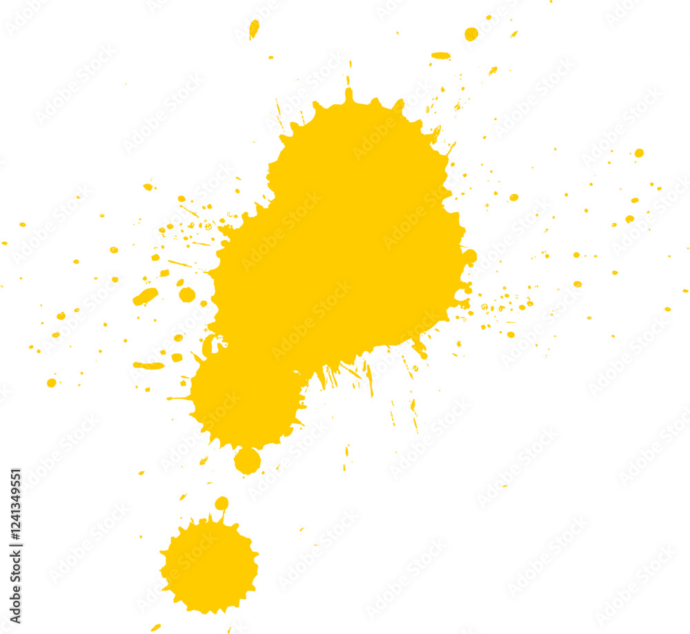 yellow brush dropped splatter splash grunge graphic element