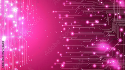 Abstract Pink Circuit Board Technology Background Design Digital Network Connections